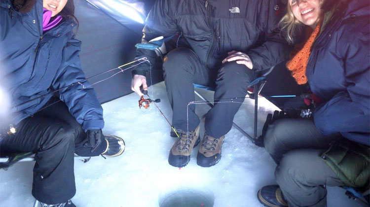 Ice Fishing on Alaska Northern Lights Tours