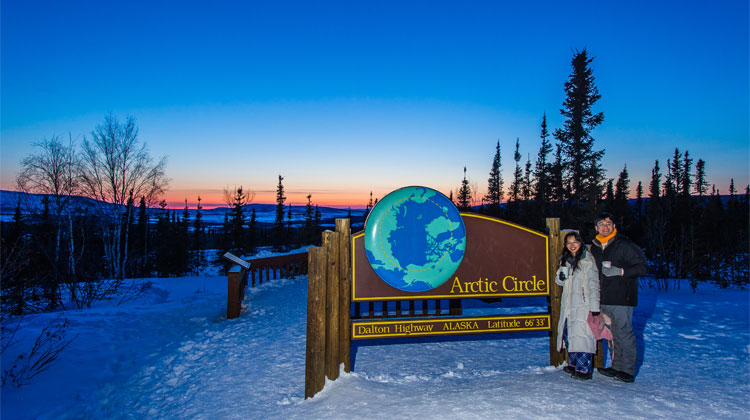 The Arctic Circle Sign on Alaska Aurora Tour and Arctic Circle Tours