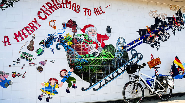 Christmas mural on a Fairbanks City Tour, Alaska